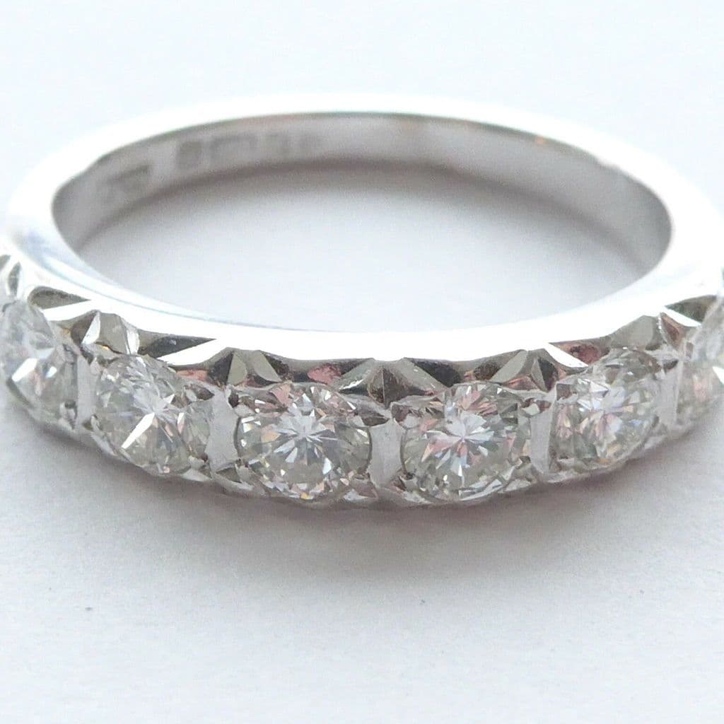 Vintage 80 s White Gold Half Eternity Ring 18ct 0 66 Carat Diamonds